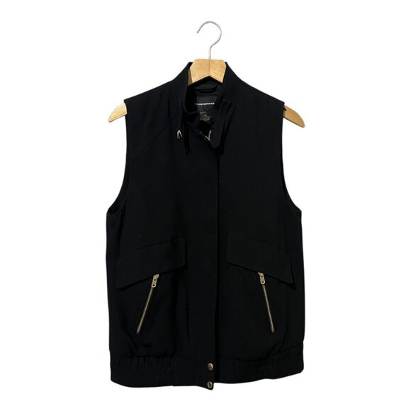 Club Monaco Black Elycia Vest Jacket Women's Size Small Full Zipper Elastic Hem - Picture 2 of 6